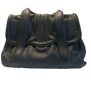 Radley London Black Pebbled Leather Large Flapover Satchel Tote Bag